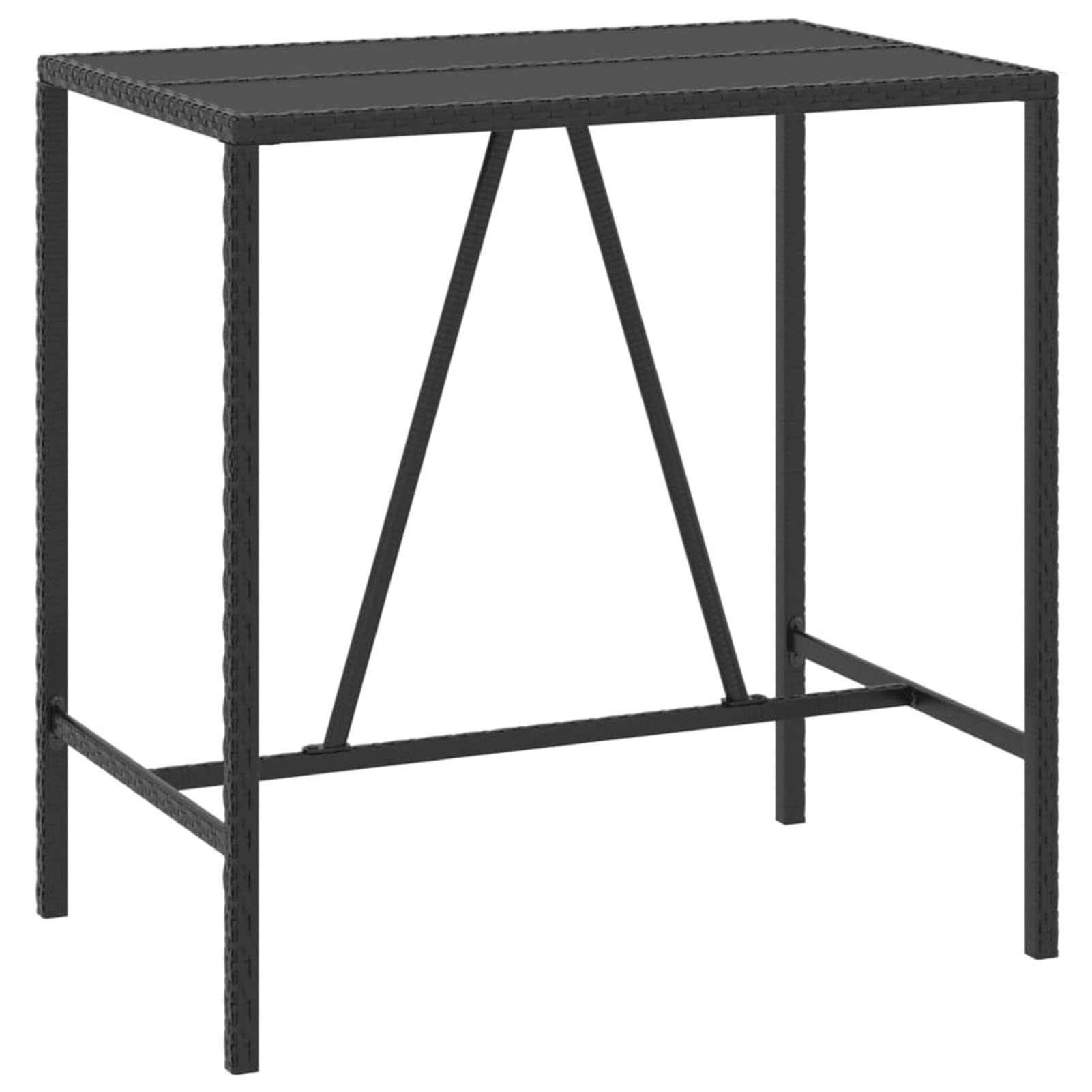 Juego de Bar Jardín 5 unids Negro Poli Ratán/Madera Sólida Acacia,Conjunto De Bar De Jardín,Juego De Bar Al Aire Libre,Muebles De Jardín