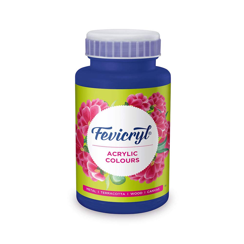 Fevicryl Acrylic Colour Ultramarine Blue 500ml | Art & Craft, DIY, Rich Pigment, Non-Craking Paint for Canvas, Wood, Leather, Earthenware, Metal | Ideal for school projects, Hobbyists, Artists