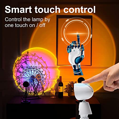 Wokuya Romantic Astronaut Robot Sunset Lamp Projector Multi Color Sunset Lights For Bedroom, Ideal For Live Broadcast Party&Room Decor Birthday Holiday Gifts (7 Colors) #TOP3