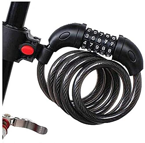 Lucchetto a Combinazione per Bicicletta, Lucchetto a Filo, Lucchetto Anti-Taglio e Anti-furto, Lucchetto a Combinazione a Cinque cifre per Bicicletta, con Staffa