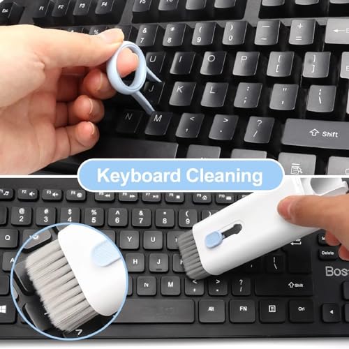 Image of Elfora 7 in 1 Electronic Cleaner kit | Cleaning Kit for iPad | iPhone | Airpods | Monitor Screen | Keyboard | Dust Brush Including Soft Sweep | Swipe | Airpod Cleaner Pen | Key Puller and Spray Bottle