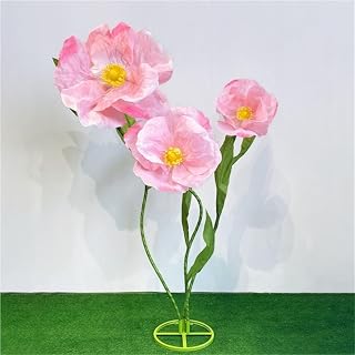 Giant Paper Flowers with Stems and Stand, Large Floor-Standing Handmade Wedding Decoration, Artificial Flowers for Event Backdrop, Shopping Mall Window Display, Party and Venue Decor(Pink)