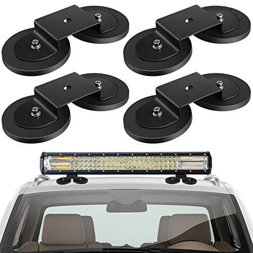 Shimeyao 4 Pcs Magnetic Light Bar Mounts Universal Magnet Mount Holder with Rubber Pad for Off Road SUV Truck Lamp Roof Bar Fog Light