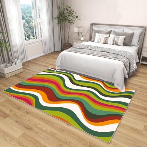 Tapis années 70 lavable et antidérapant 120x180cm vert olive