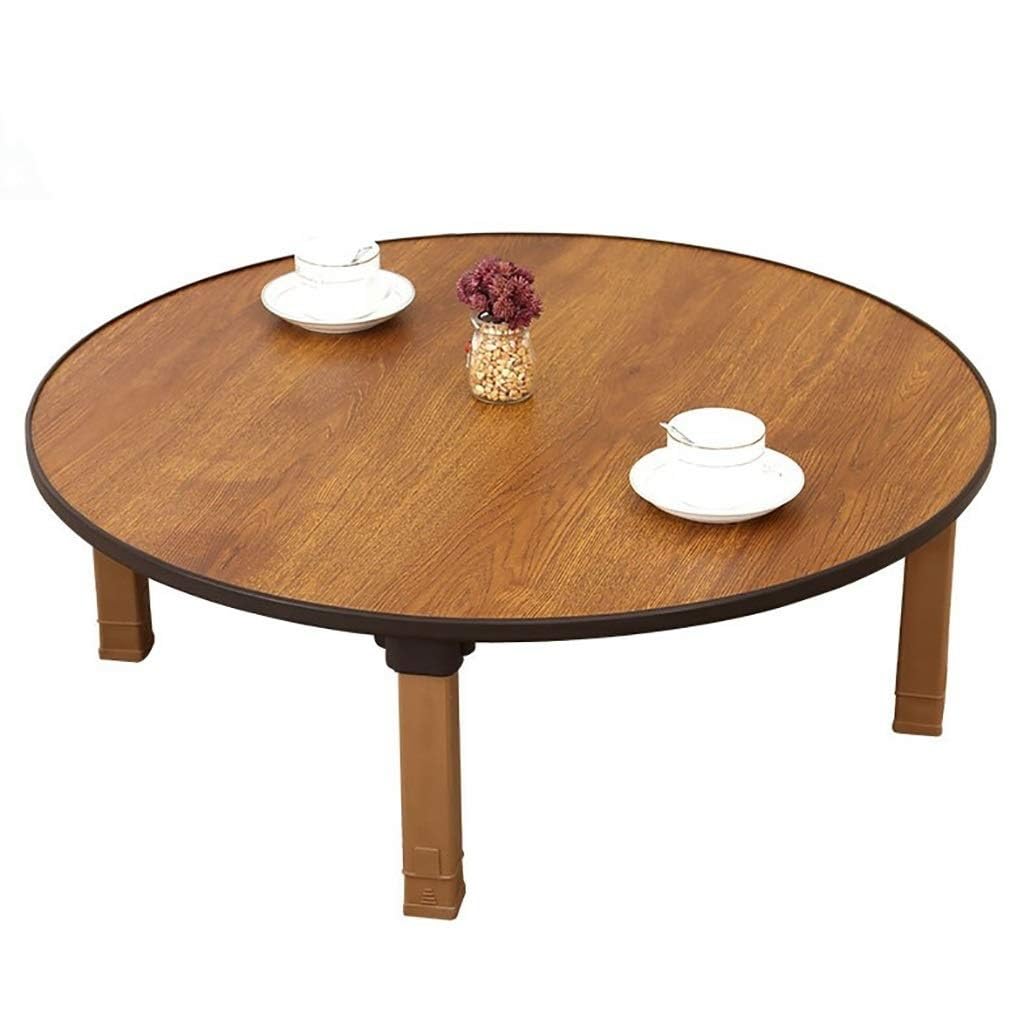Eco-Friendly Japanese-Style Round Folding Coffee Table, Low Dining Table for Floor Seating, Compact Study Desk, Ideal for Bedroom & Bay Window Tea Rooms (80x30cm)