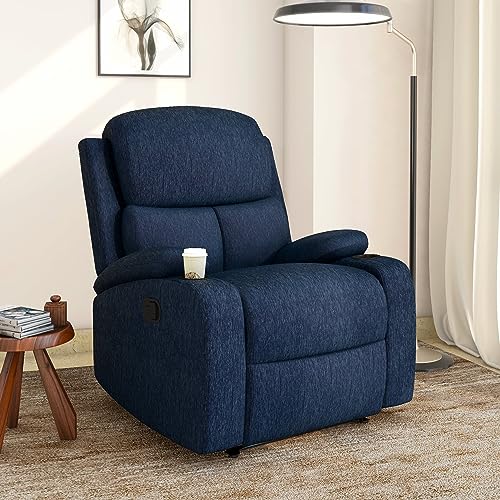 Image of Torque - Simon 1 Seater Fabric Manual Recliner | Recliner Sofa /Chair for Living Room, Bedroom, Office (Blue) | 1 Year Warranty