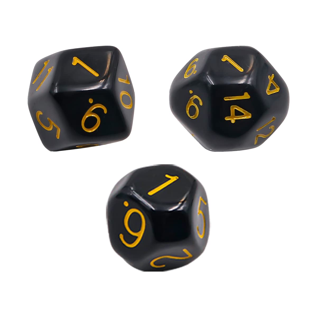 DollaTek Set completo di dadi poliedrici D3-D100, 15 pezzi, per giochi di ruolo, da tavolo, neri e gialli
