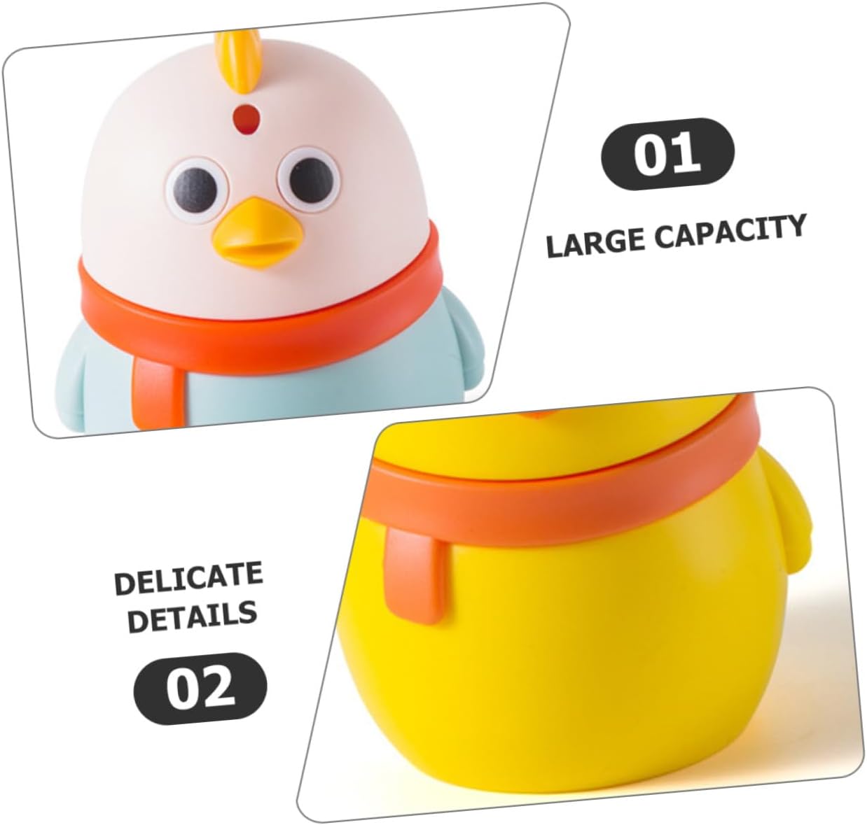 3pcs Pressing Type Toothpick Dispenser Set, Cute Chick Shape Plastic Toothpick Holder Containers in Blue, Orange, Yellow for Household Tabletop Storage