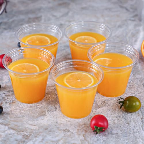 Image of Lamosi 200 Pack 9 oz Clear Plastic Cups, Sturdy & Food Safe Disposable Cups for Cold or Iced Drinks, Dessert, Party or Wedding