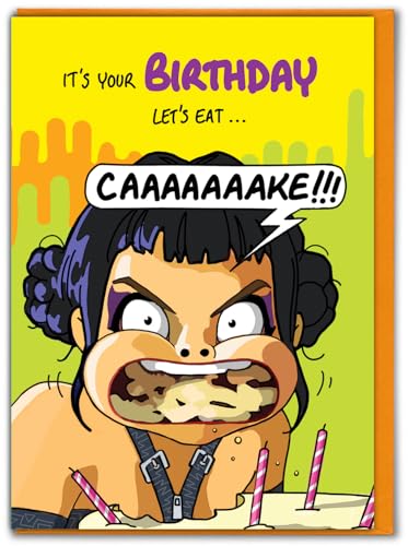 Brainbox Candy - Funny K-Pop Demon Hunters Birthday Cards - 'Lets Eat Cake' - Greeting Cards For Her - Birthday Humour Cards For Women Girls Friends