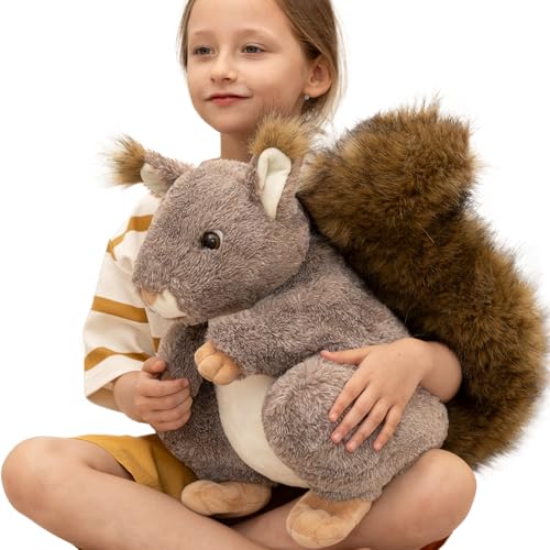 MorisMos 45 cm de haut - Peluche écureuil géante - Taille XXL - Cadeau d'anniversaire ou de Noël pour enfants