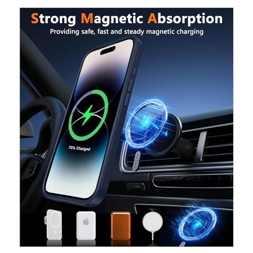 Image of iPhone 14 pro Magsafe Hard Back Case | Matte Design & 360 Protection | Military-Grade Apple iPhone 14 pro Cover | Strong Magnet Back - Blue