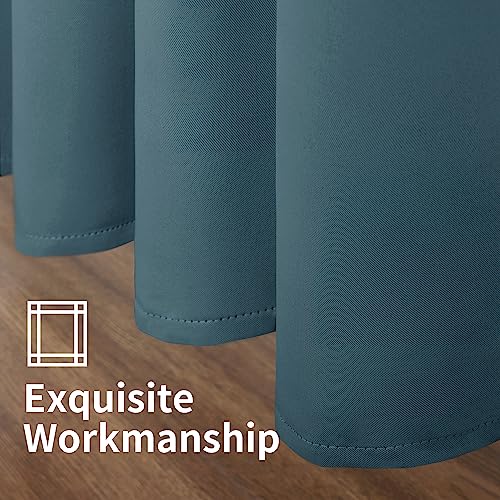 Image of YoungsTex Short Blackout Curtains for Bedroom Thermal Insulated with Grommet Top Room Darkening Window Curtains for Living Room, 2 Panels, Stone Blue, 42 x 45 Inch