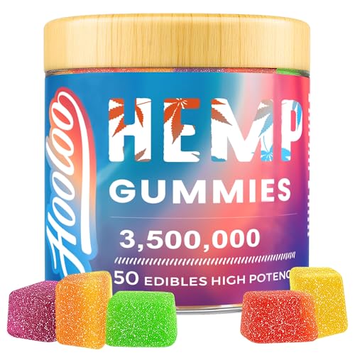 HOOLOO Hemp Gummies for Adults, 6 Fruity Flavors for Deep Bedtime, Relax, Hemp Gummy Infused...