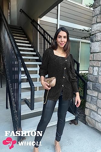 Image of WIHOLL Womens Tops Dressy Casual Fall Sweaters Square Neck Fashion Clothes 2023