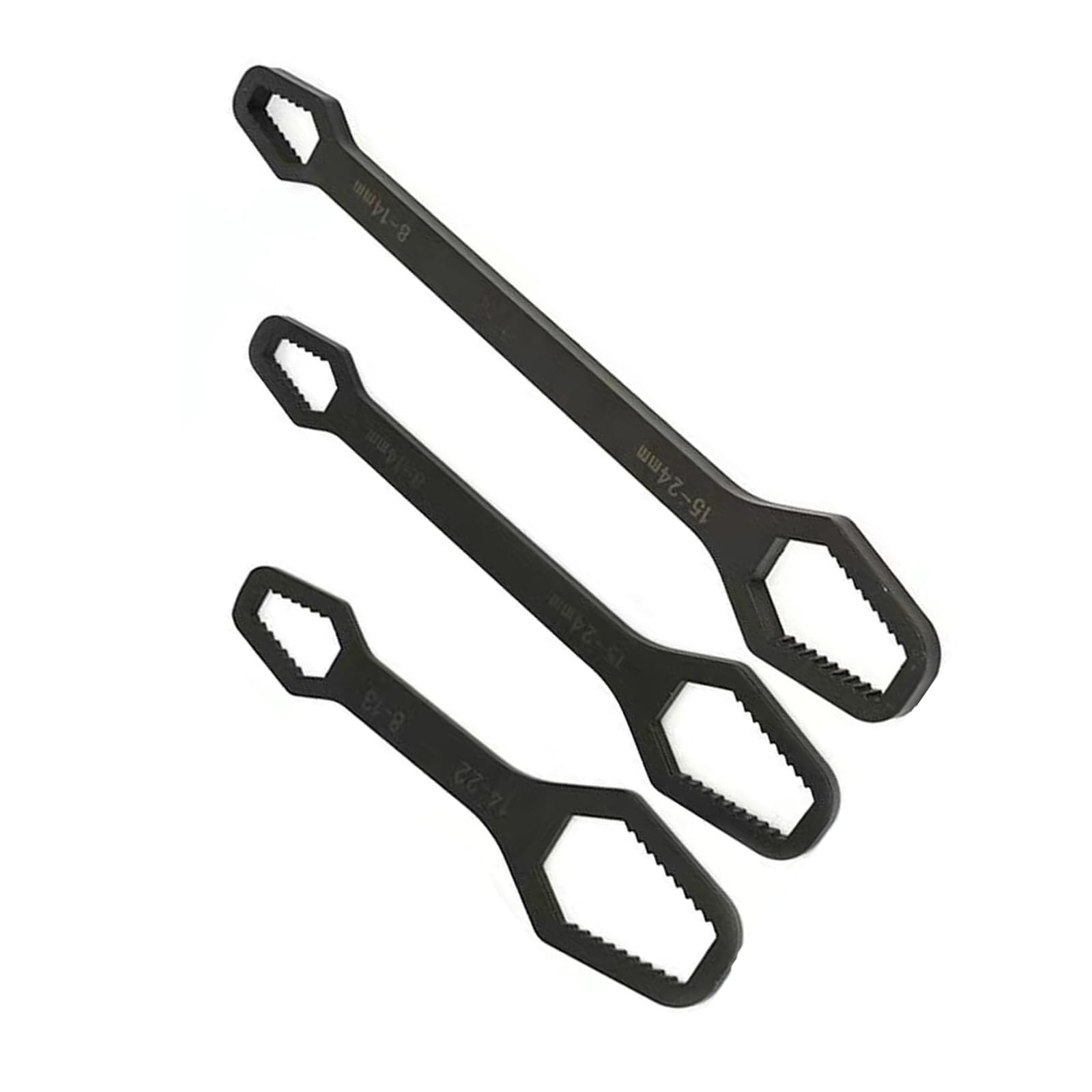 Cunzjia Black 3Pcs Double Head Offsets Wrench Set Suitable For Mechanical And Automotive Repair In Different Size 15Cm 23Cm 27Cm