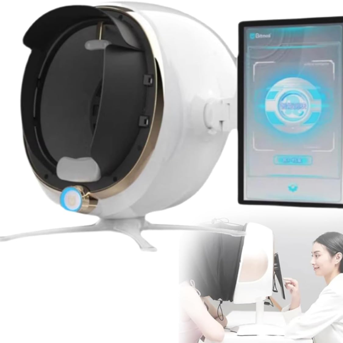 Macchina analizzatrice professionale della pelle, rilevamento e analisi della pelle del viso da 13,3/21,5 pollici, rilevatore intelligente della pelle 3D da 36 milioni di pixel White-13.3inches