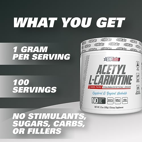 EHPlabs Acetyl L Carnitine Powder, Supports Natural Energy Production, Supports Metabolism, Assists in Healthy Brain Function, Supports Heart Health, Vegan, Gluten Free, Non GMO, 100 Serving, 500g - Image 3