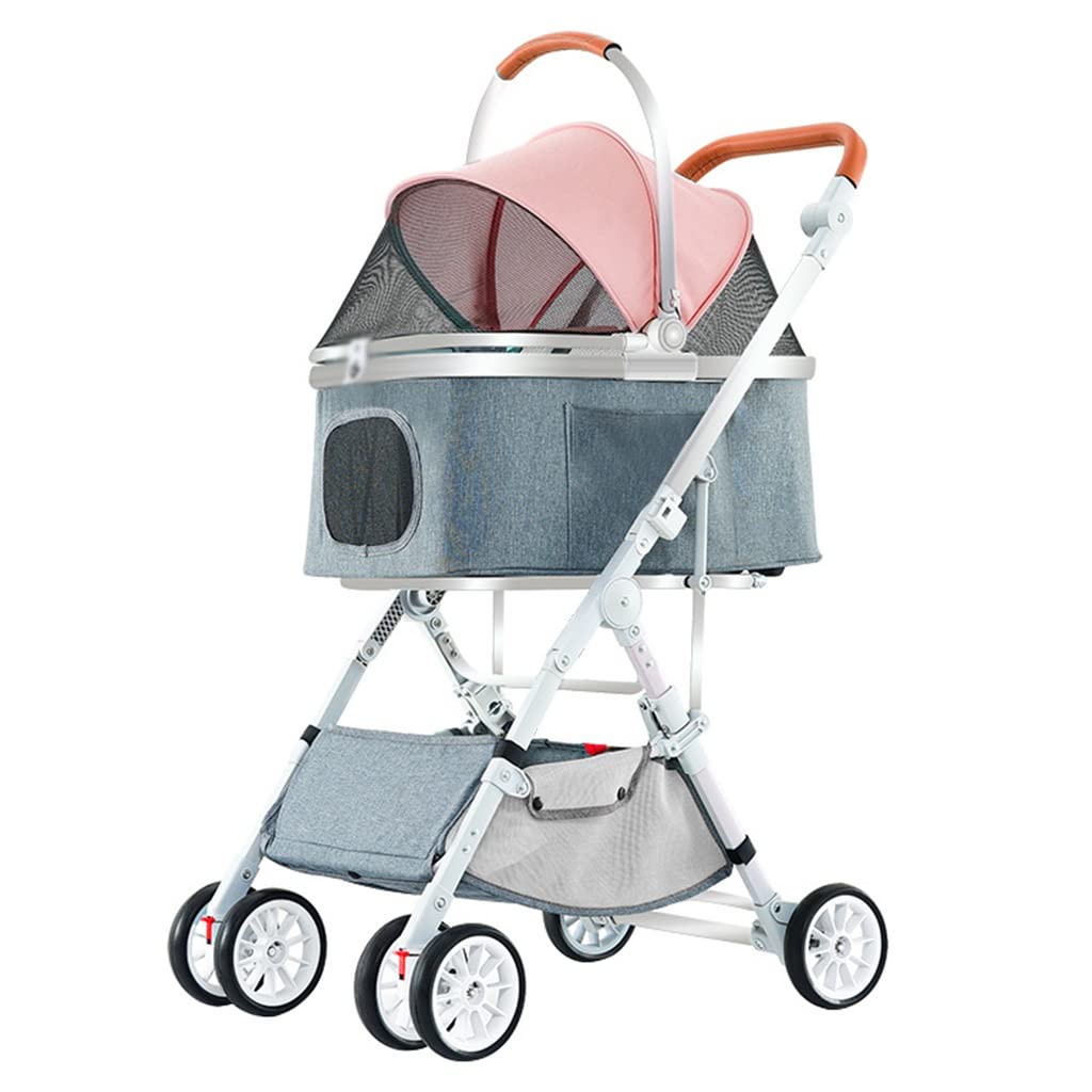 Poussette chien 20 kg pliable avec sac amovible et panier de transport aéré pour chat