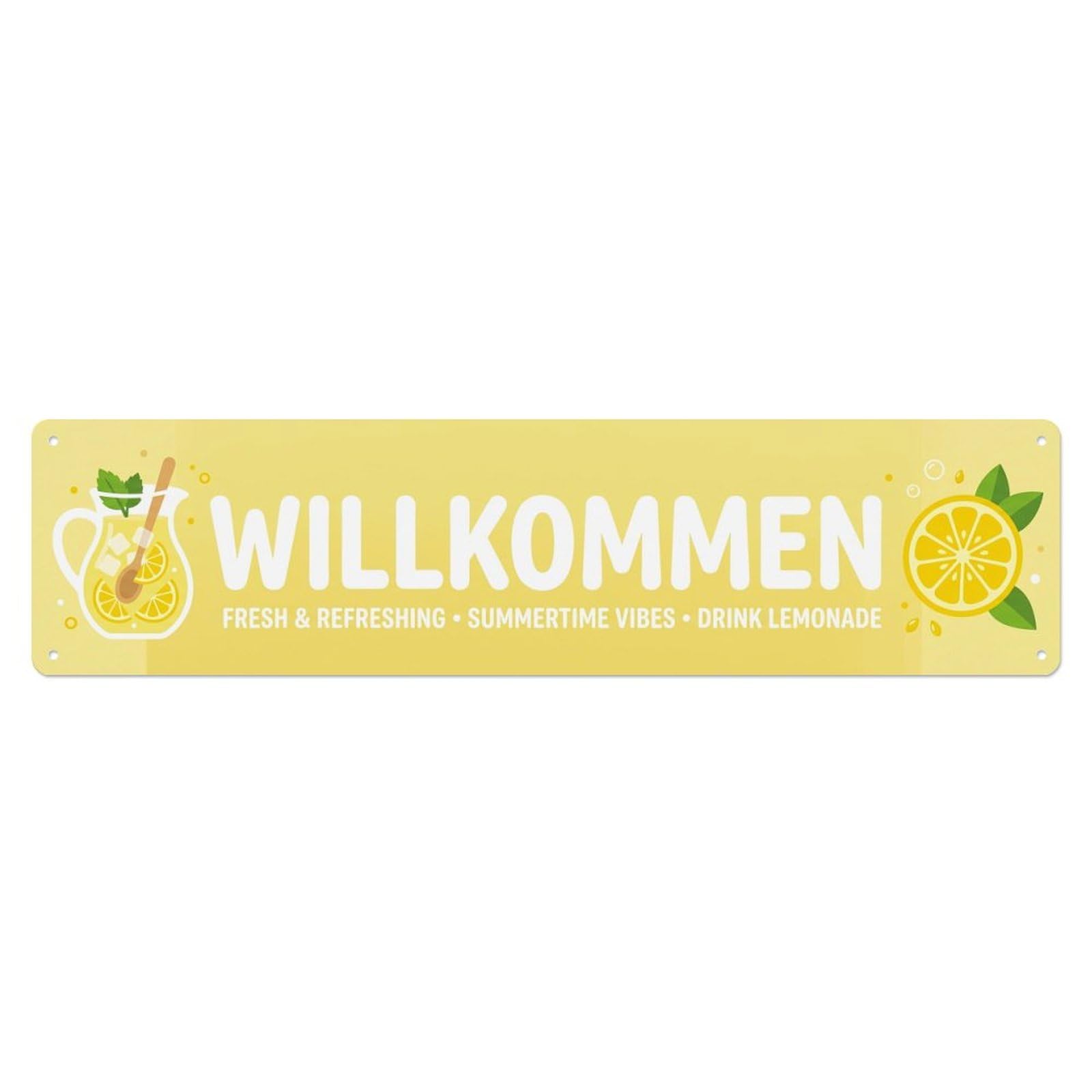 Pale Yellow Lemonade Stand Summer Cafe Welcome Metal Tin Sign Plaque Wall Decor for Cafe, Club Bar, Office, Home Garden Metal Poster 4x16Inch