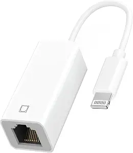 Lightning to Ethernet Adapter, MFi Certified, Supports 100Mbps High Speed, Plug and Play for iPhone, iPad, iPod