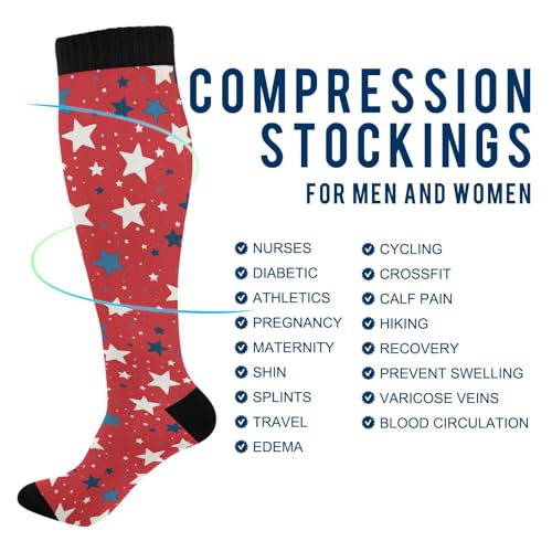 Image of Pigsaly Red White Polka Dot Womens Compression Socks Athletic Tube Sock Knee High Socks Outdoor Sport Socks