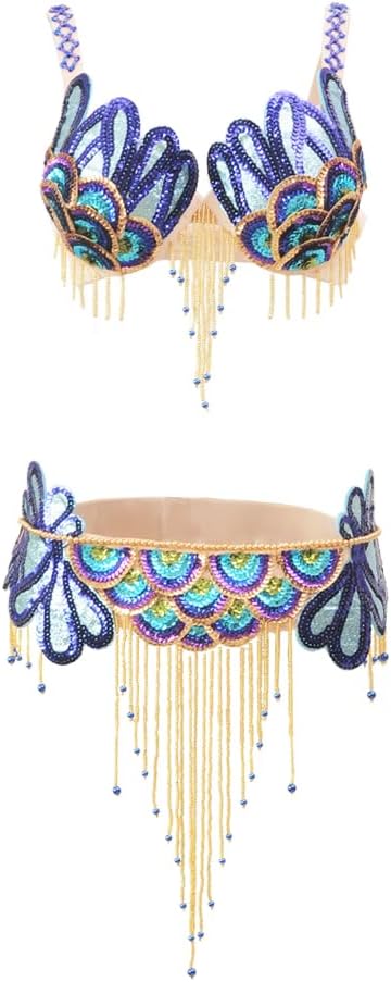 ROYAL SMEELA Belly Dancer Costumes for Women Belly Dance Bra and Belt Dancing Bellydance Costume Sexy Carnival Bra Belt - Image 2
