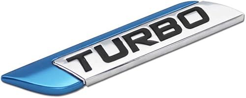 Miniatura 4 de Par de calcomanías de emblema Turbo, azul 3D Turbo Logo Metal Car Auto SUV Body Side Fender trasero tronco emblema insignia