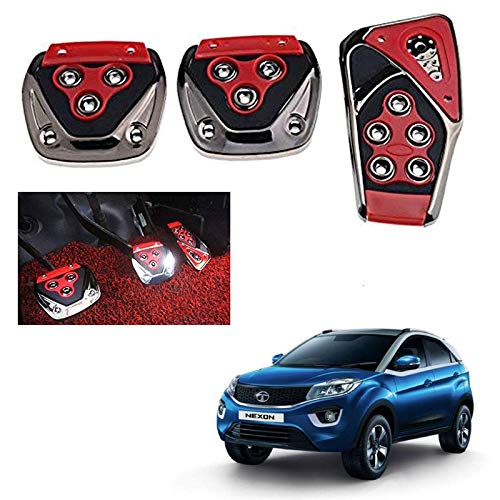 TOUCH OF MODERN� 3 Pcs Sports Anti-Skid Car Pedals (Manual Shift) kit Pad Covers Set (Red) for Tata Nexon-image-24