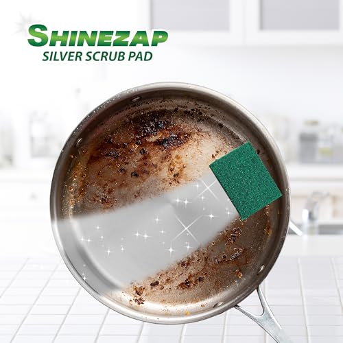 Image of Shinezap Jumbo Stainless-Steel Scrub & Silver Scrub PAD Combo in Each Pack | 30g | Ideal for Fast Clean, Long Life and Non-Rust 100% Stainless Steel | Deep Stain Removal
