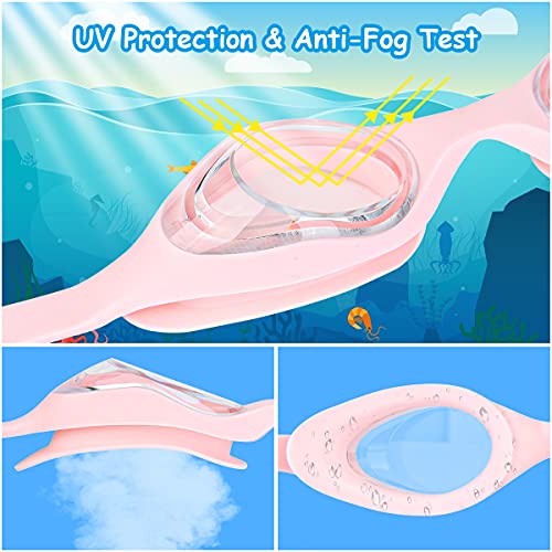 flintronic Gorro de Natación Silicona para Niños,Set de Gorro+Gafas de Natación Infantil con Protección Antivaho+UV,Gafas de Puente Nasal de Silicona Suave sin Fugas,Apto para Niñas/Niños 4-12 Años - imagen 3