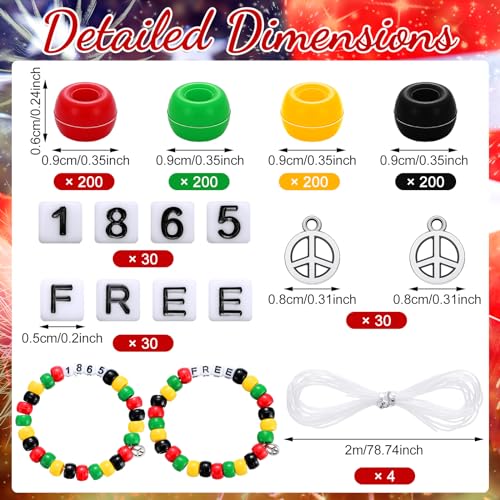 Pulseras Juneteenth fáciles de hacer con cuentas completas para manualidades 3