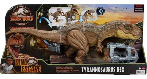 Mattel Jurassic World Camp Cretaceous Dinosaur Toy, Stomp 'n Escape Tyrannosaurus T Rex Action Figure with Stomping Motion - image 6
