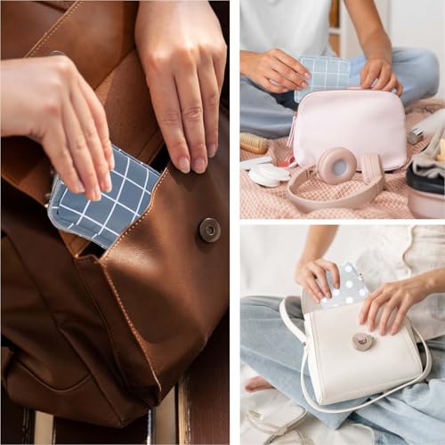 Image of 3 PCS Sanitary Pad Storage Bag Portable Period Bag for Teen Pads /Sanitary Napkins /Tampons, Sanitary Napkin Storage Bag First Period Gifts for School, Daily Hygiene Bag Travel Containers(Grey, Blue)