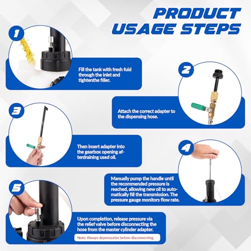 Ojtrtdr 3L Transmission Fluid Transfer Pump, Transmission Fluid Pump Kit, Fluid Transfer Pump with 13 ATF Adapters, Automotive Transmission Oil Change Tool, Suitable for Cars, Trucks, SUV
