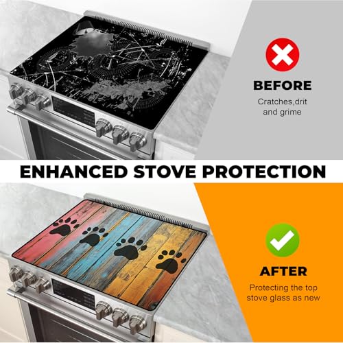 Image of Stove Top Cover for Glass Electric Stove (Dog Paw Print, 30 inch x 21 inch)