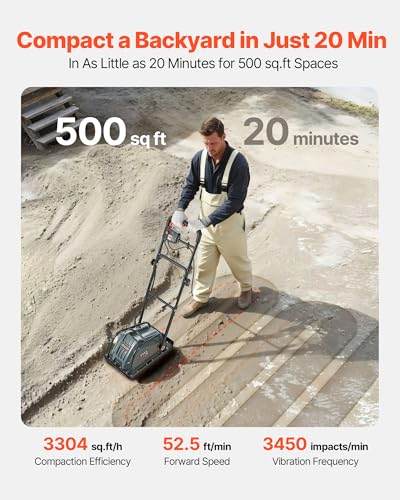 Image of VEVOR Plate Compactor 130W Electric Ground Rammer 5kN Force 3.9in Depth
