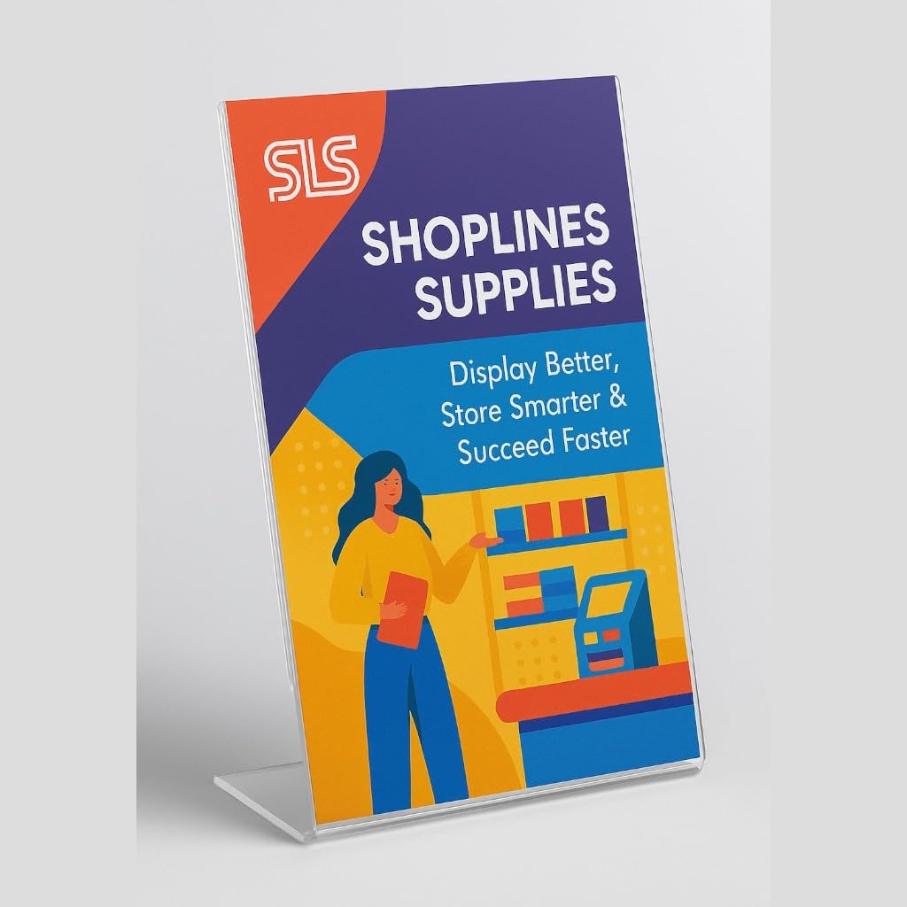 A3 Slant Back Acrylic Sign Holder – Clear Portrait Display Stand for Menus, Flyers, Brochures & Posters – Durable Plastic Frame for Office, Restaurant, Store, Trade Shows – 44.5 x 30.7 cm (A3-5x)