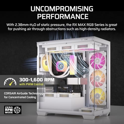 Image of CORSAIR iCUE Link RX140 MAX RGB 140mm PWM Thick Fan - High-Static Pressure - Magnetic Dome Bearing - Single Fan - White