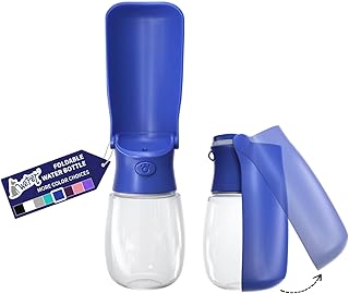 WePet Foldable Portable Dog Water Bottle Puppy Water Dispenser with Drinking Feeder, 12 OZ, High-Temperature Resistant Lea...