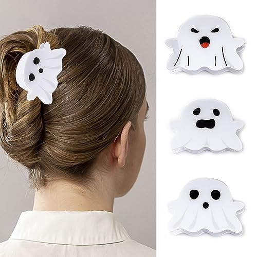 3 Pcs Hair Claw Clips blanco Ghost Face Halloween miniatura 1