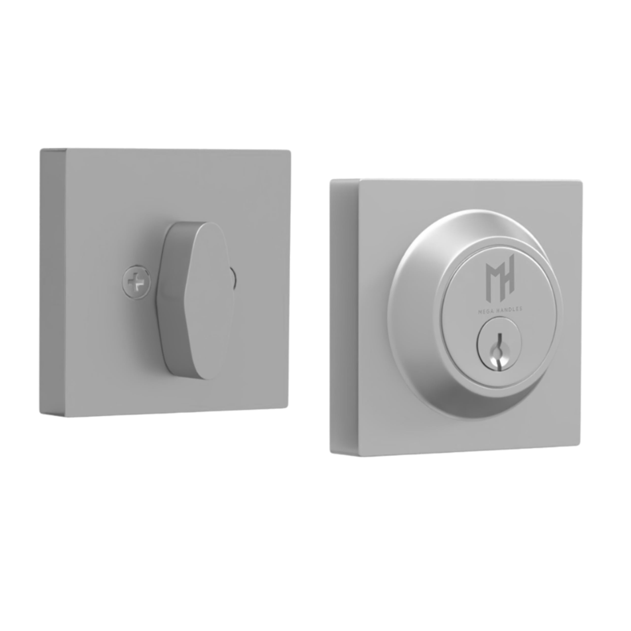 MEGA HANDLES - ROBELL I Entry Deadbolt Lock - Heavy Duty Square Locking Deadbolt for Left or Right-Handed Doors - Interior/Exterior - Polished Chrome