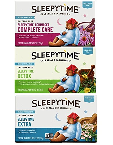 Celestial Seasonings Wellness Caffeine Free Herbal Tea 3 Flavor Variety Bundle, 1 Each: Sleepytime Extra, Sleepytime Echinacea Complete Care, Sleepytime Detox (20 Count Ea.) Celestial Seasonings Wellness Caffeine Free Herbal Tea 3 Flavor Variety Bundle, 1 Each: Sleepytime Extra, Sleepytime Echinacea Complete Care, Sleepytime Detox (20 Count Ea.)