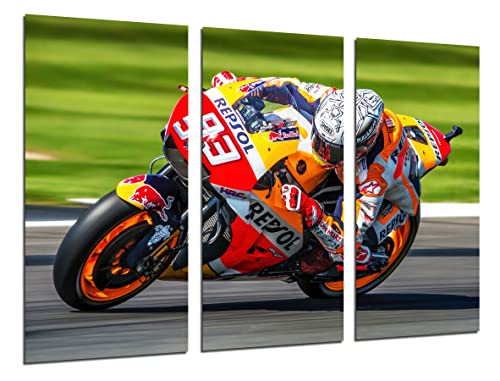 Cuadro Moderno Fotografico Moto GP, 93, Repsol, Marquez, curva moto, Honda RC213V , 97 x 62 cm, ref....