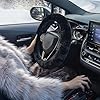 Plüsch Lenkradbezug, Winter Auto Lenkradschutz, Flauschige Lenkradabdeckung, Universal Plüsch Lenkradhülle, Warm rutschfest, Teleskop Abdeckung für Auto, 36-38cm(Schwarz) #1
