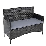 ESTEXO Polyrattan Gartenbank 2-Sitzer Schwarz - 4