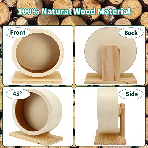 Bnosdm Wooden Hamster Exercise Wheel Silent Mouse Running Spinner Wheel Toy Wood Non-Slip Wheel With Seesaw Cage Accessories For Syrian Hamsters Mice Dwarf Rats Guinea Pigs Gerbils Small Pets #TOP2