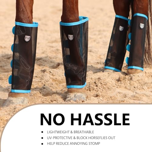 Image of Harrison Howard Loose-Fitting Horse Fly Leggings Breathable, Tear-Resistant Fine Mesh Leg Guards Stay-on Comfortable Fly Boots (Set of 4)