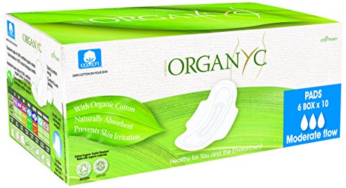 Organyc 100% Certified Organic Cotton Feminine Pads – Menstrual Pad with Wings, Moderate