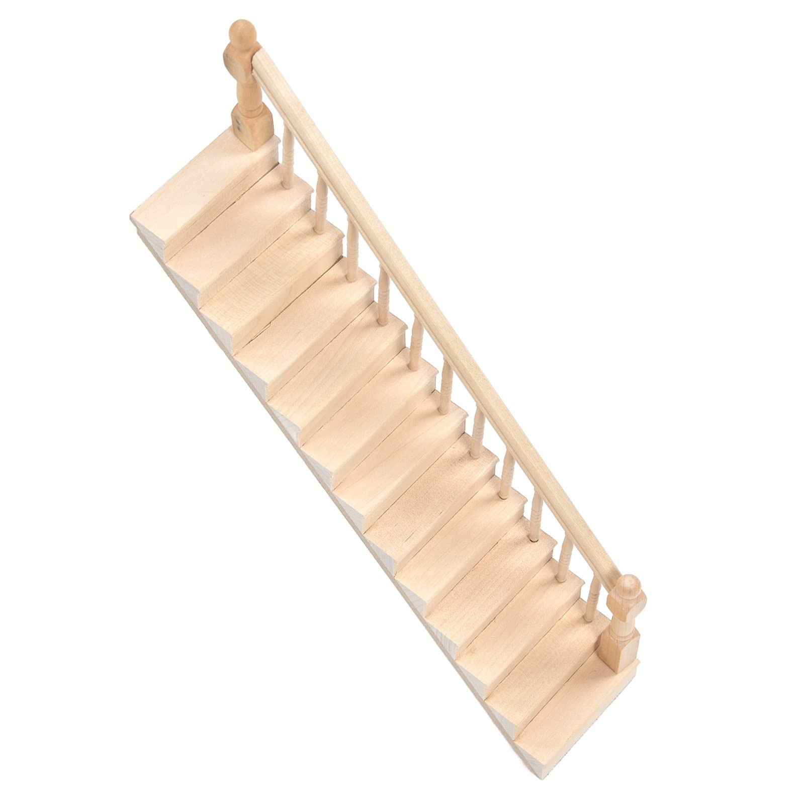 Cocoarm Scala in Miniatura per Casa delle Bambole in Betulla, Scala 1/12, 32,5 X 6,7 Cm, Angoli Arrotondati Lucidi, Design Non Verniciato, per Esposizione di Oggetti di Artigianato per Case delle